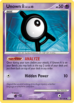 Unown A, Diamond & Pearl #65, Pokémon TCG card