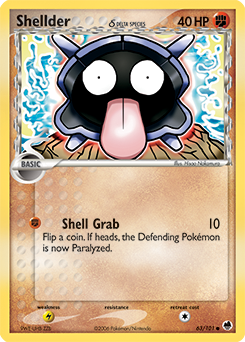 Shellder δ, Dragon Frontiers #63, Pokémon TCG card