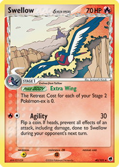 Swellow δ, Dragon Frontiers #40, Pokémon TCG card