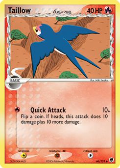 Taillow δ, Dragon Frontiers #66, Pokémon TCG card