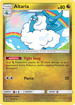 Altaria, Dragon Majesty #40, Pokémon TCG card
