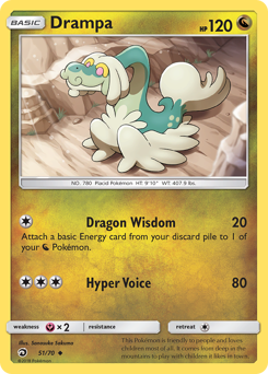 Drampa, Dragon Majesty #51, Pokémon TCG card