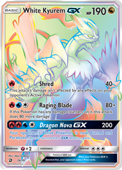 White Kyurem-GX, Dragon Majesty #74, Pokémon TCG card