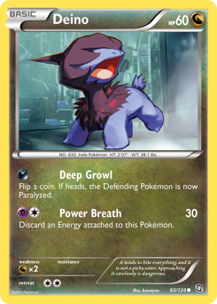 Deino, Dragons Exalted #93, Pokémon TCG card