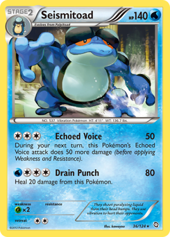 Seismitoad, Dragons Exalted #36, Pokémon TCG card