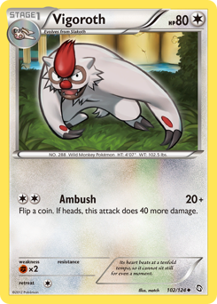Vigoroth, Dragons Exalted #102, Pokémon TCG card