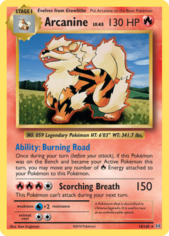 Arcanine, Evolutions #18, Pokémon TCG card