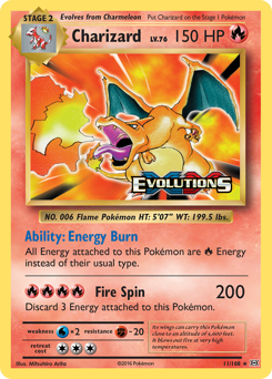 Charizard, Evolutions #11, Pokémon TCG card
