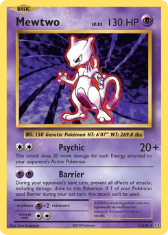 Mewtwo, Evolutions #51, Pokémon TCG card