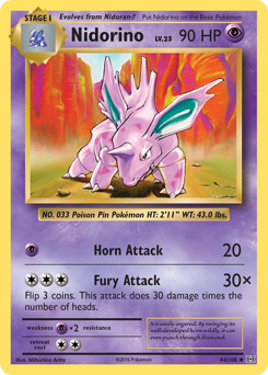Nidorino, Evolutions #44, Pokémon TCG card