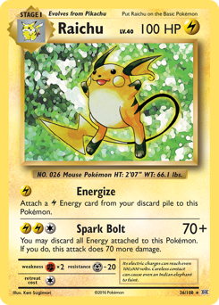 Raichu, Evolutions #36, Pokémon TCG card