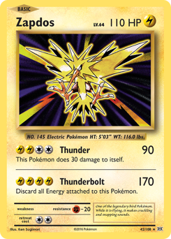 Zapdos, Evolutions #42, Pokémon TCG card