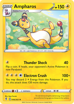 Ampharos, Evolving Skies #56, Pokémon TCG card