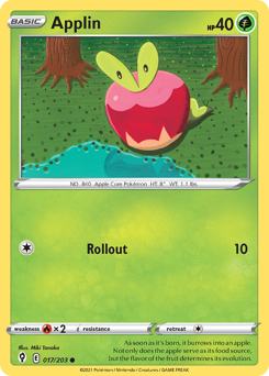 Applin, Evolving Skies #17, Pokémon TCG card