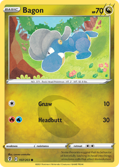 Bagon, Evolving Skies #107, Pokémon TCG card