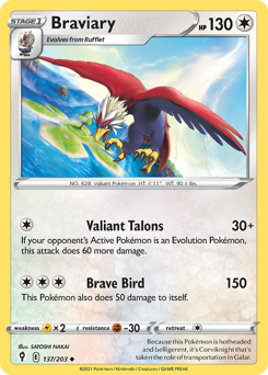 Braviary, Evolving Skies #137, Pokémon TCG card