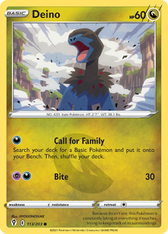 Deino, Evolving Skies #113, Pokémon TCG card