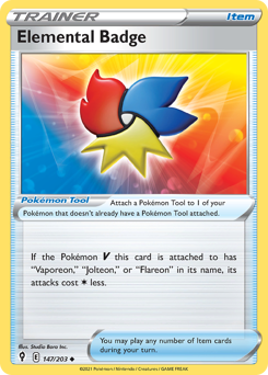 Elemental Badge, Evolving Skies #147, Pokémon TCG card