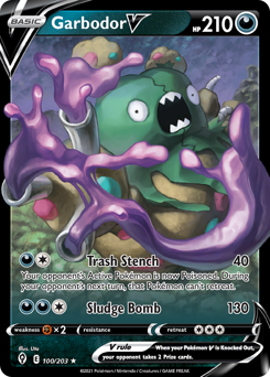 Garbodor V, Evolving Skies #100, Pokémon TCG card