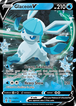 Glaceon V, Evolving Skies #40, Pokémon TCG card