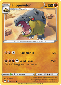 Hippowdon, Evolving Skies #85, Pokémon TCG card