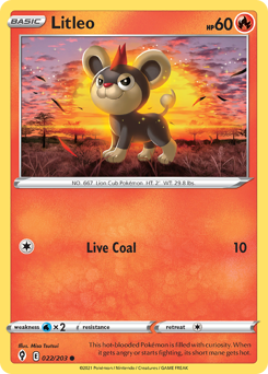 Litleo, Evolving Skies #22, Pokémon TCG card