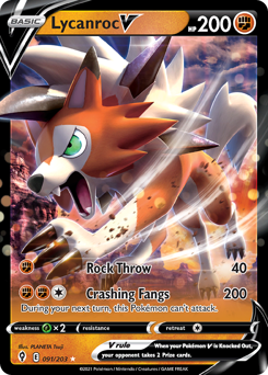 Lycanroc V, Evolving Skies #91, Pokémon TCG card
