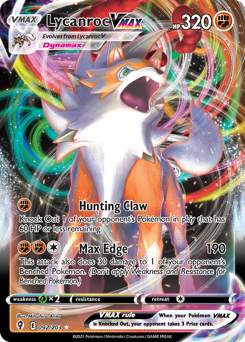 Lycanroc VMAX, Evolving Skies #92, Pokémon TCG card