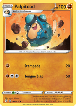 Palpitoad, Evolving Skies #89, Pokémon TCG card