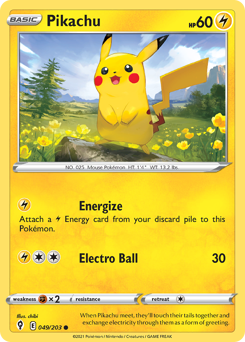 Pikachu, Evolving Skies #49, Pokémon TCG card
