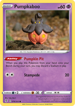 Pumpkaboo, Evolving Skies #76, Pokémon TCG card