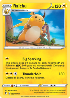 Raichu, Evolving Skies #50, Pokémon TCG card