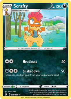 Scrafty, Evolving Skies #99, Pokémon TCG card