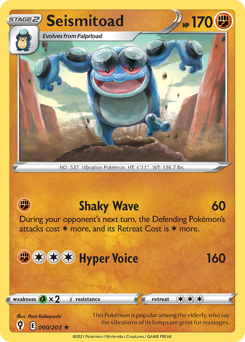 Seismitoad, Evolving Skies #90, Pokémon TCG card