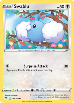 Swablu, Evolving Skies #132, Pokémon TCG card
