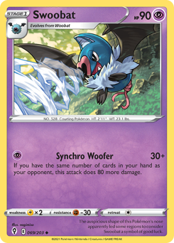 Swoobat, Evolving Skies #69, Pokémon TCG card
