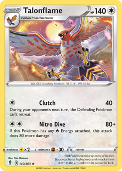 Talonflame, Evolving Skies #140, Pokémon TCG card