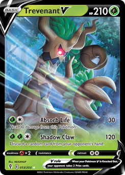Trevenant V, Evolving Skies #13, Pokémon TCG card