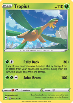 Tropius, Evolving Skies #6, Pokémon TCG card