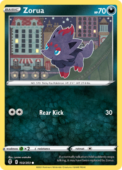 Zorua, Evolving Skies #102, Pokémon TCG card