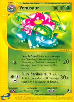 Venusaur, Expedition Base Set #67, Pokémon TCG card