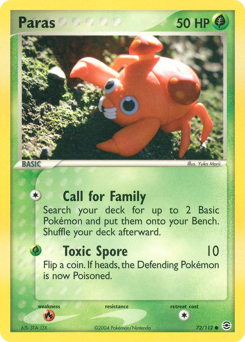 Paras, FireRed & LeafGreen #72, Pokémon TCG card