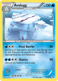 Avalugg, Flashfire #31, Pokémon TCG card