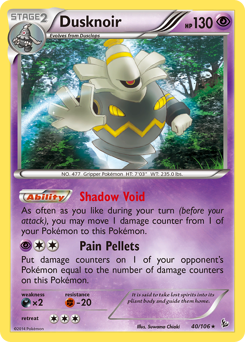Dusknoir, Flashfire #40, Pokémon TCG card