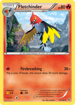 Fletchinder, Flashfire #17, Pokémon TCG card