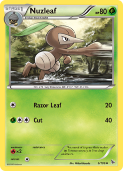 Nuzleaf, Flashfire #6, Pokémon TCG card