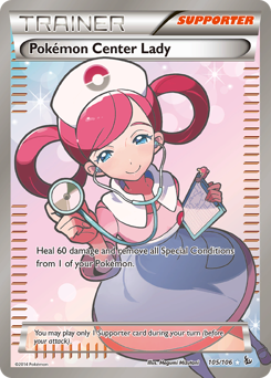 Pokémon Center Lady, Flashfire #105, Pokémon TCG card