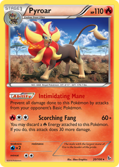 Pyroar, Flashfire #20, Pokémon TCG card