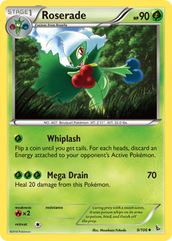 Roserade, Flashfire #9, Pokémon TCG card