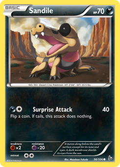 Sandile, Flashfire #56, Pokémon TCG card
